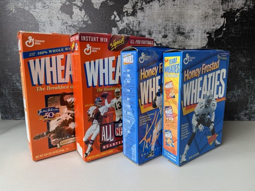 Lot of 4 Vintage Wheaties Cereal Boxes 1990s NFL Jackie Robinson Collectible - Picture 1 of 17