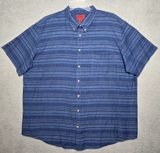 The Foundry Supply Co Young Men's 2XLT Blue Striped Button Short Sleeve Shirt