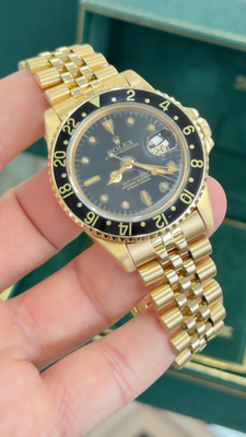 Rolex GMT-Master 16758 18K Yellow Gold Jubilee Black Nipple Rare