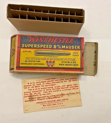 Winchester 8mm Mauser Super Speed Ammo - Box Empty - VINTAGE | eBay
