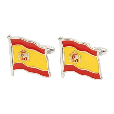 Spain Flag Cufflinks - Onyx Art CK995 Spanish Wedding Gift La bandera de España.