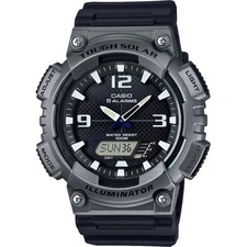 Casio AQS810W-1A4V, Solar Illuminator Watch, Black Resin, 100 Meter, 5 Alarms
