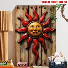 Retro Sun Metal Sign Wall Plaque Smiling Sun Indoor/Outdoor Decor Cafes Gardens