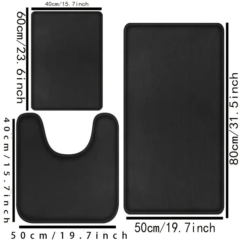 Juego de alfombrillas de baño de espuma viscoelástica de 3 piezas alfombra de baño pequeña grande y contorno Foto 2 de 2