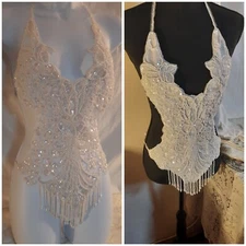 Leg Avenue Beaded Sequined Teddy Lingerie Bridal Minimal One Size 