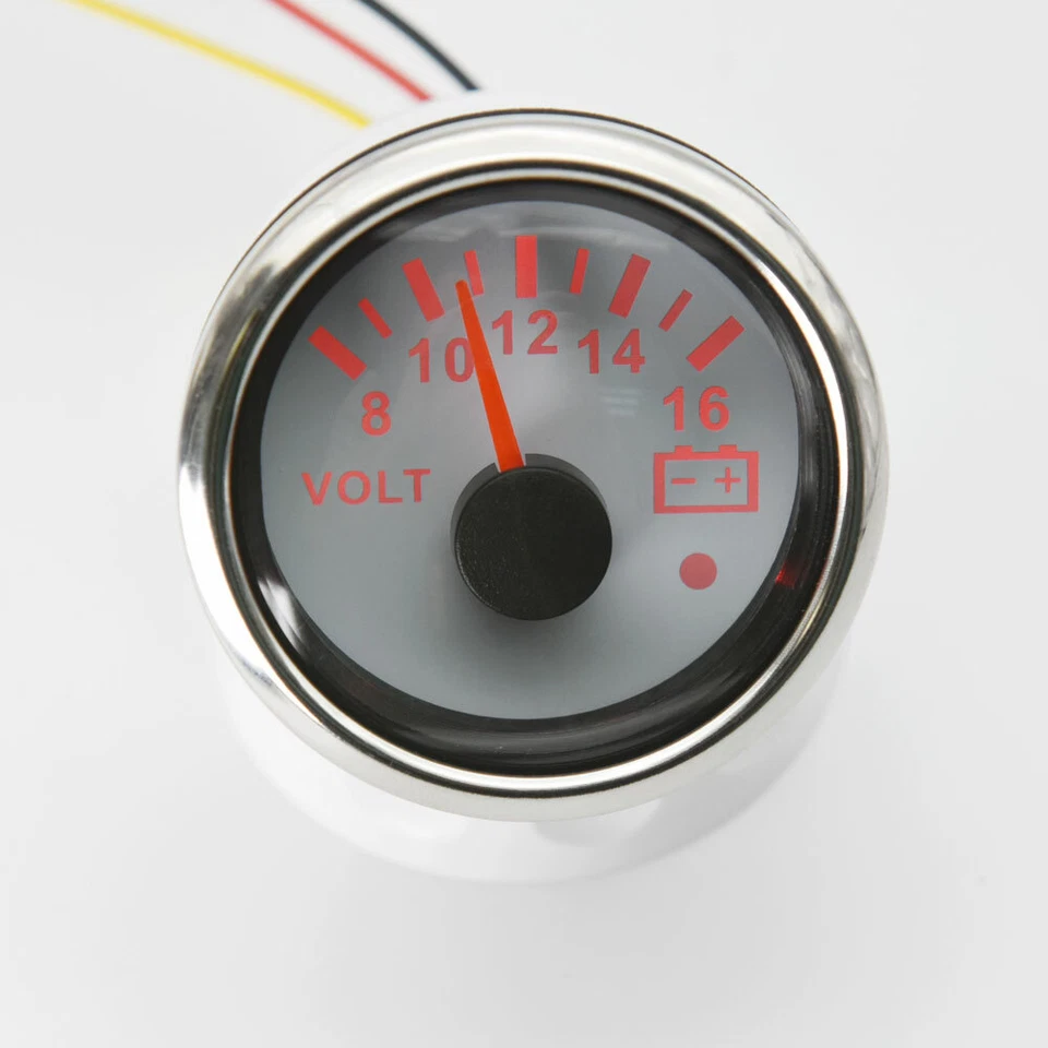 52mm Boat Car Auto for Voltmeter Meter 8-16V Pointer Voltage Volt Gauge Red LED - Image 3 of 4