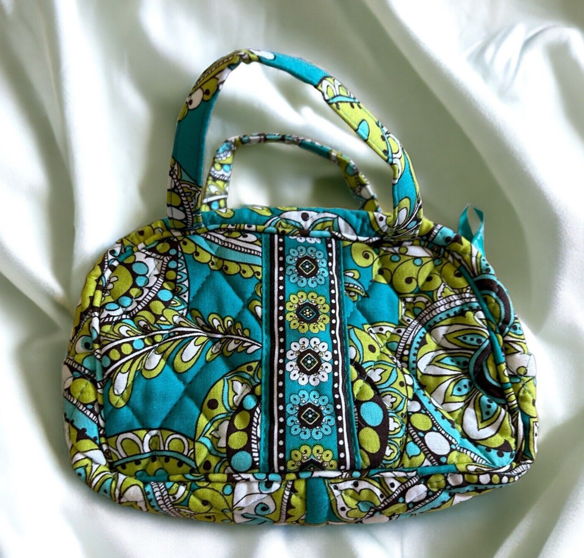 Vera Bradley Peacock Paisley Zoe Bag Purse Small 2 Strap Turquoise