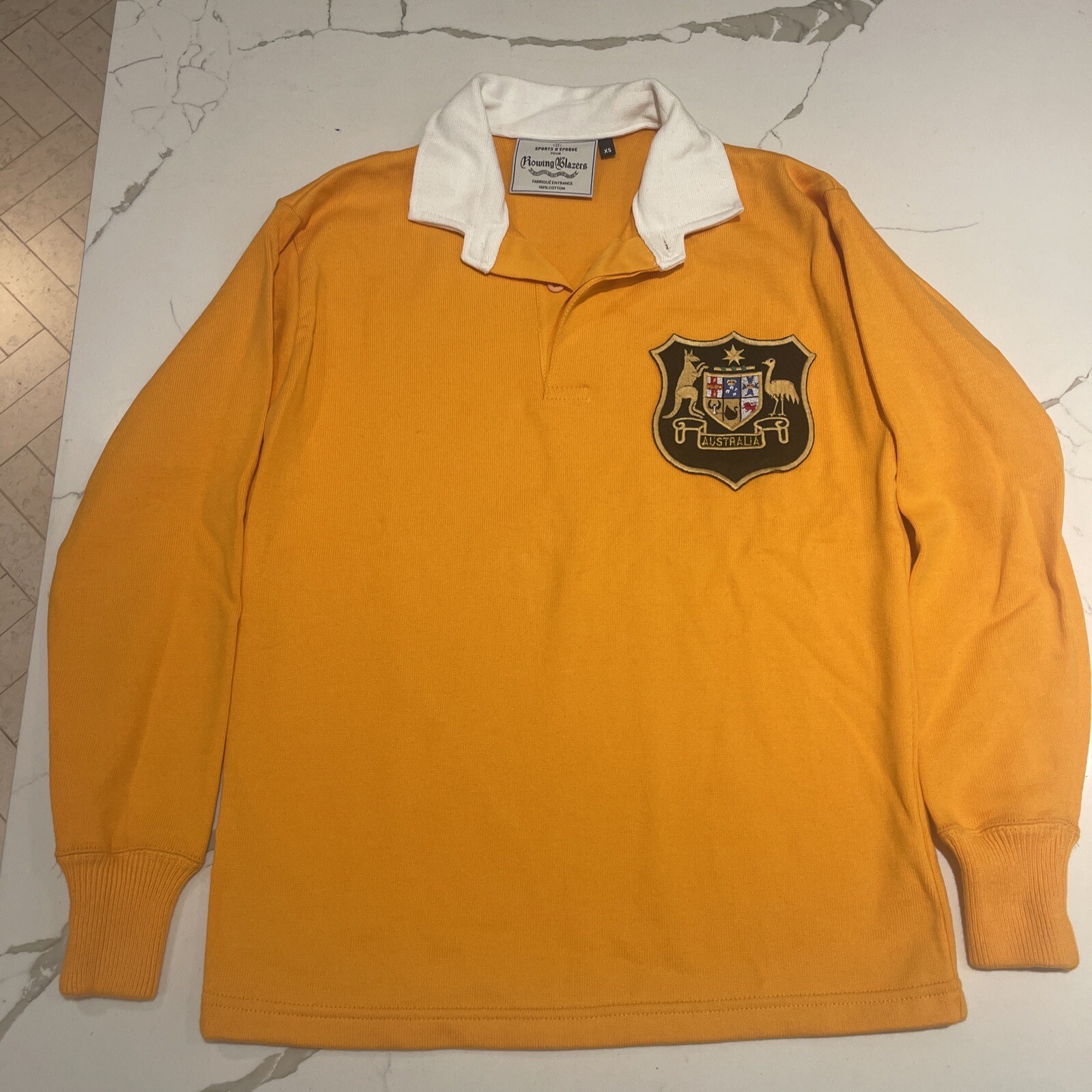 FILA Camicia da rugby ROWING BLAZERS AUSTRALIA GIALLA da uomo taglia XS $195