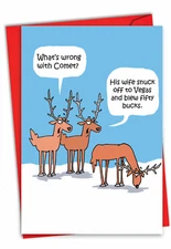 1 Funny Christmas Card with Envelope - Comet's Problem C2497XSG
