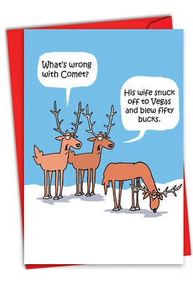 NOBLEWORKS 1 Funny Christmas Card with Envelope - Comet's Problem C2497XSG