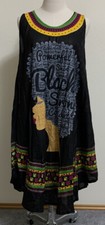 NF Dress Strong Black Women Words A-line Chest 44? L 41? One Size Cotton NWT