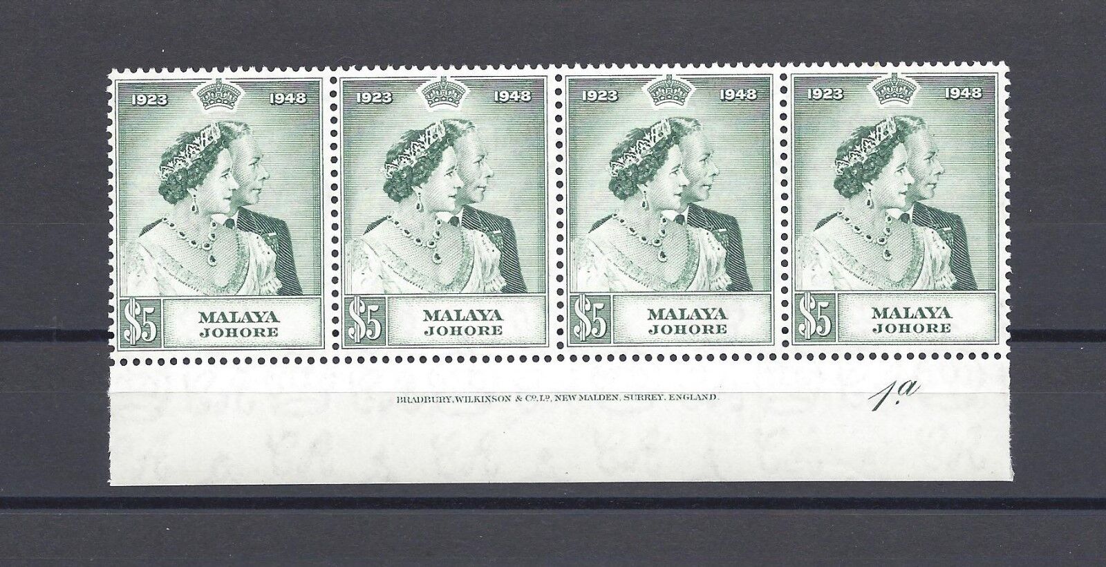 MALAYA/JOHORE 1948 SG 132 MNH Strip of 4 Cat £104