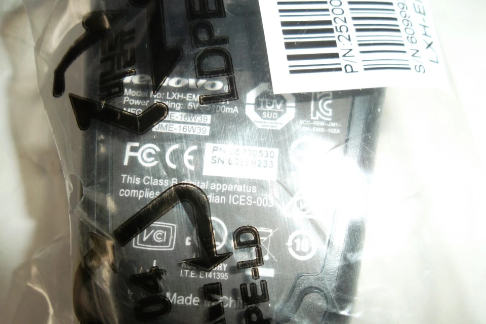 Lenovo LXH-EMS-10ZA Optical Mouse USB 2-Button Scroll Wheel 5V 25200530 OEM NEW - Image 4 of 4