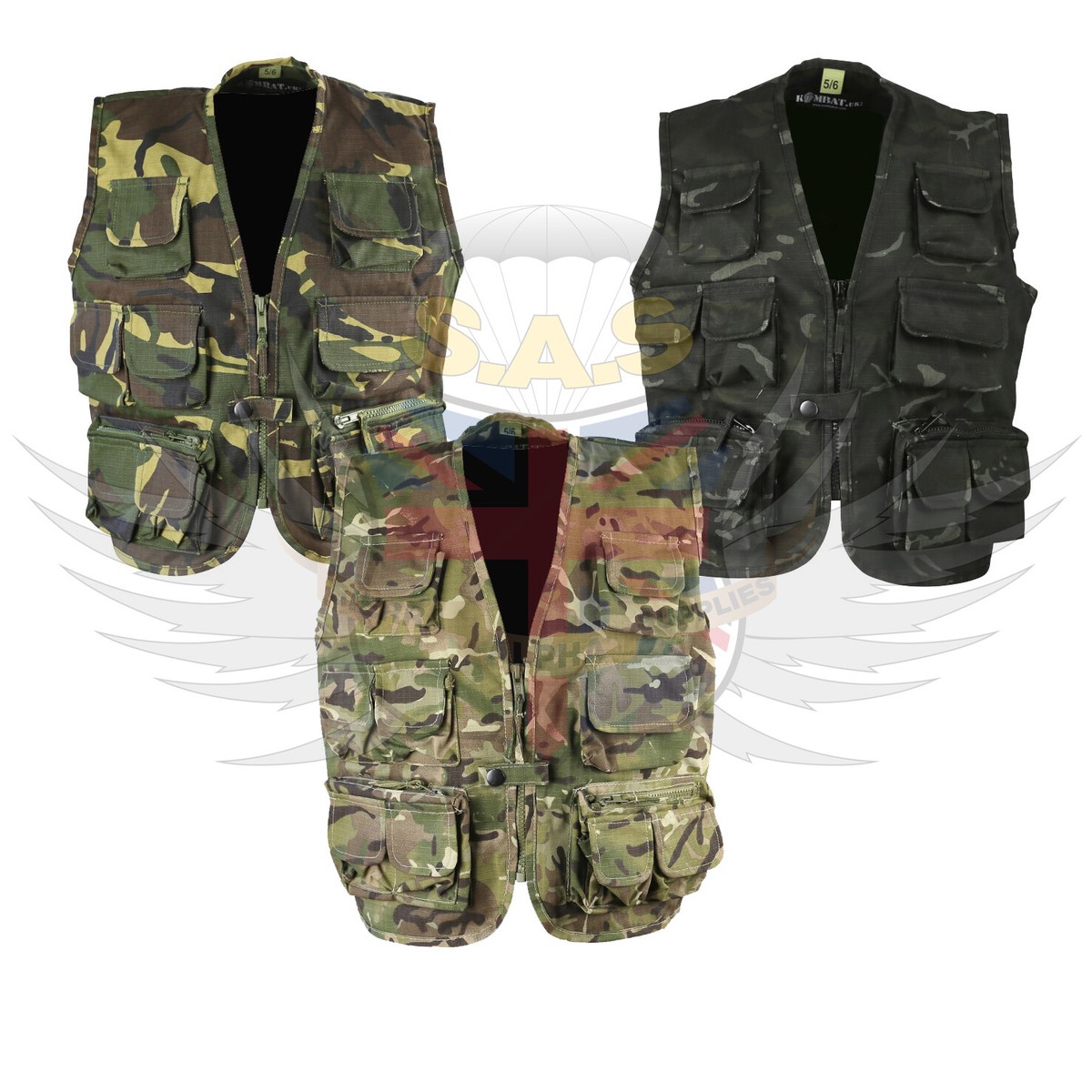 New Kombat UK Kids Army Camouflage Tactical Utility Vest Multi