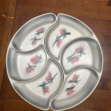 MCM Divided Snack Plates On Lazy Susan Lane & CO. Can Nuts California 1957 13”