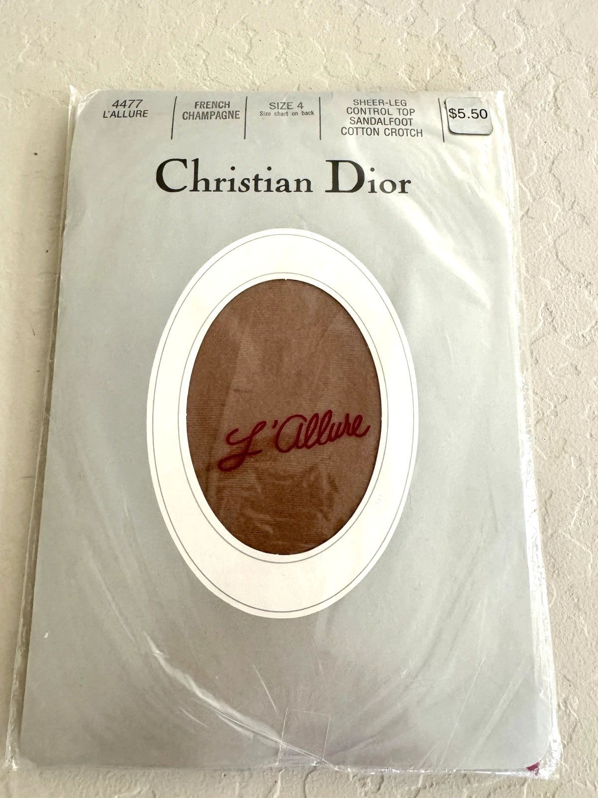 Collant Christian Dior vintage L'Allure champagne français taille 4