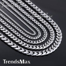 3/5/7/9/11MM Men's Chain Stainless Steel Curb Cuban Link Necklace Choker Jewelry