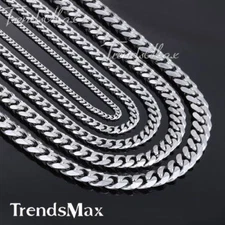 3/5/7/9/11MM Men's Chain Stainless Steel Curb Cuban Link Necklace Choker Jewelry