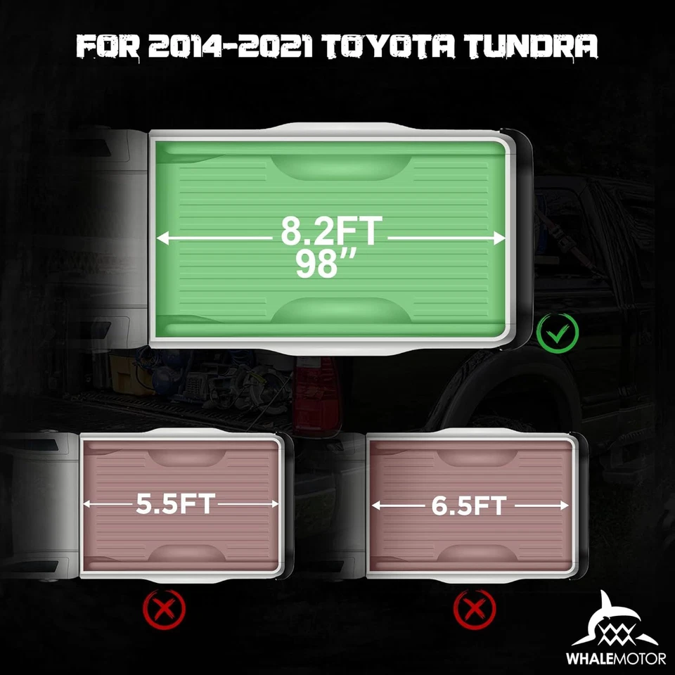 Жесткий складной тент для кузова грузового автомобиля Toyota Tundra 2014-2021 8 футов в коробке - Изображение 2 из 4