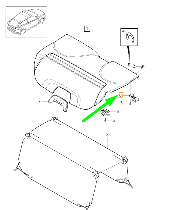 VOLVO C30 Front Left Cargo Compartment Cover Retainer 1303327 NEW  