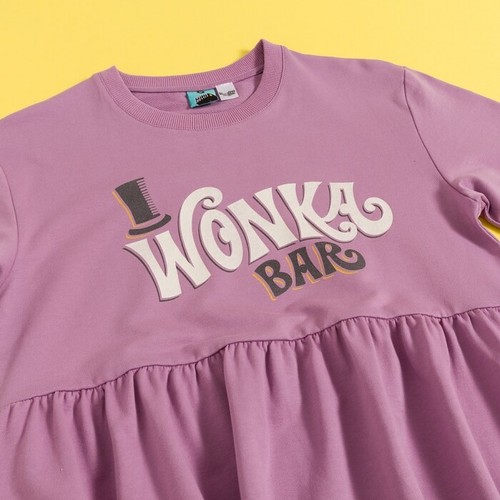 Official Wonka Chocolate Bar Violet Sweater Smock Dress : S,M,L,XL,XXL,3XL - Picture 2 of 4