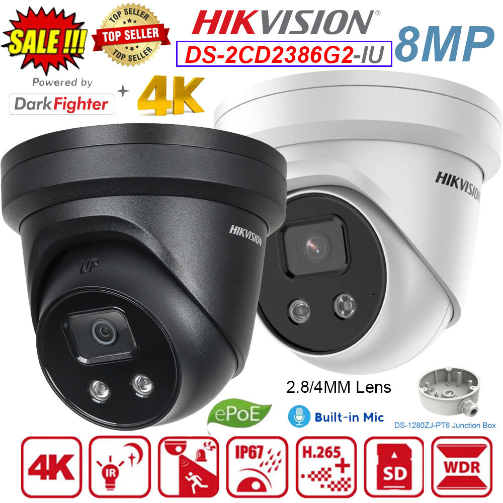 Hikvision 4K AcuSense IP Camera PoE Mic DS-2CD2386G2-IU 8MP Outdoor Home Dome