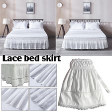 Elegant Embroidery Crochet Ruffles Lace Bed Skirt with Adjustable Belts Wrap 1x