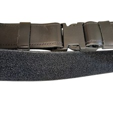 Black Leather Duty Belt Hook & Loop Side Release Buckle 50mm Heavy Utility