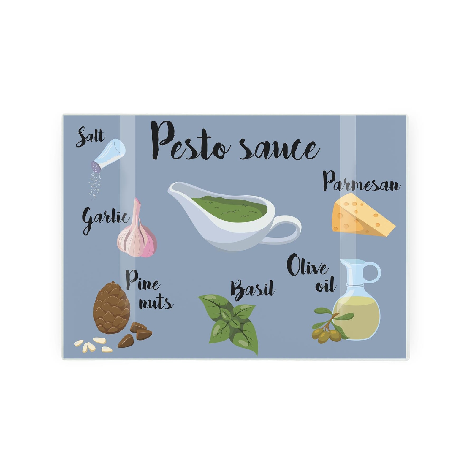 Pesto Recipe Small Glass Worktop Saver - Rectangular Glass Chopping Board
