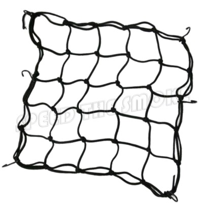 BLACK 6 Hooks Motorcycle ATV Tank  Fuel Luggage Mesh  Net Web Bungee Bolsa Bag