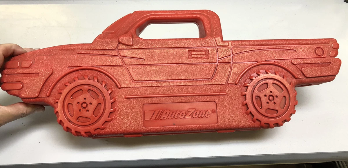 AutoZone Tool Box Case Truck Shape Red Plastic Socket Case Clamshell 2 Latch