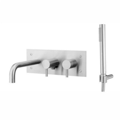 WS Bath Collections Steel 002AC 2-Handle Wall Mounted Tub Spout Trim, Diverter,