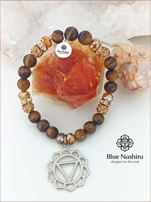 Tiger Eye Bracelet w/ Solar Plexus Symbol Charm Willpower Confidence Abundance!
