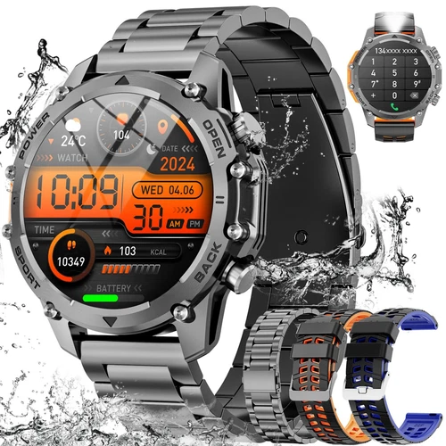 Military Men 1.52" Smart Watch (Answer /Make Call) 500mAH Rugged Fitness Tracker