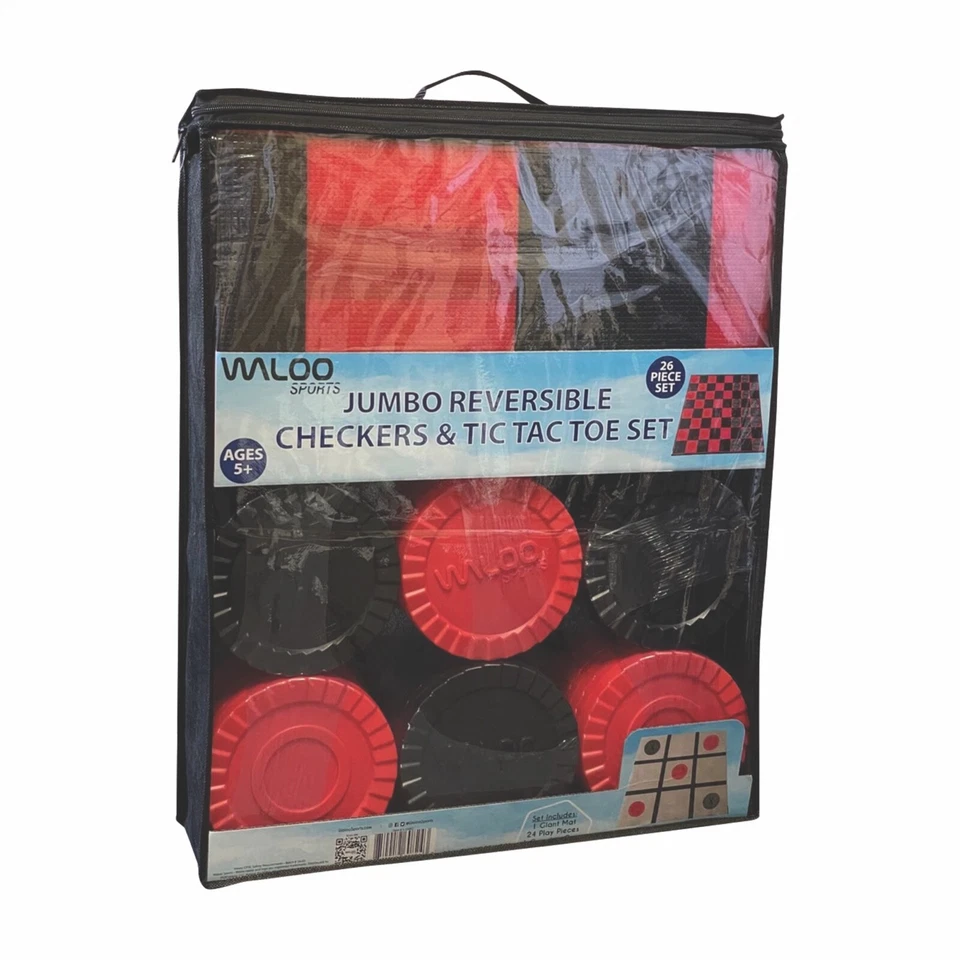 Waloo Sports Jumbo Reversible Checkers/Tic Tac Toe Play Set - NEW - Image 2 of 3