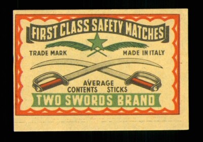 Matchbox Label Two Swords Brand Made in Italy MA1330