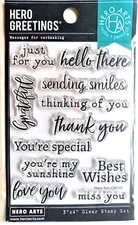Sending Smiles Sayings Greetings 3x4" Poly Clear Stamp Set Hero Arts CM335 NEW!