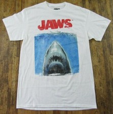 JAWS Steven Spielberg Great White Shark Movie Souvenir Retro White T Shirt Sz S