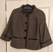 Jones New York Petite 8p Blazer Wool Blend Dark Grey / Black