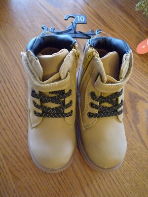 New Wonder Nation Boys Size 10 Tucker Boots Wheat Easy On/Off Non-Marking Soles