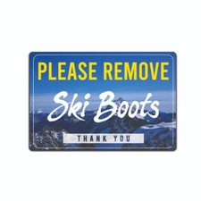 Tin Sign for Skiing Ski Shop Condo Cabin Lodge Wall Decor Metal Sign 12 x 8 in.
