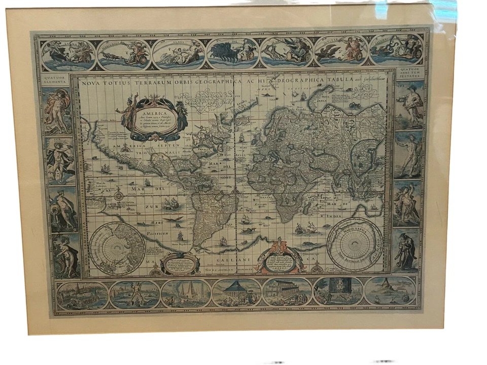 Vintage Reproduction Ancient Map of the World 1630 Framed 24 3/4” X 19 3/4” - Image 2 of 4