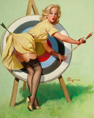 GIL ELVGREN Pin-Up Poster or Canvas Print ''A Near Miss'' #32