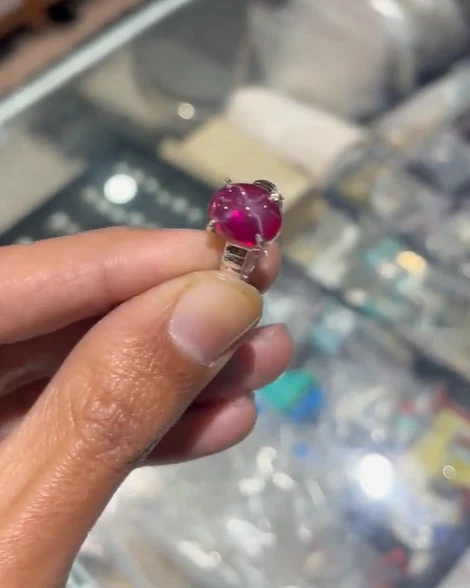 Antique Handmade Designer Red Star Ruby Ring Vintage Ruby Ring Wedding Jewelry - Image 3 of 4