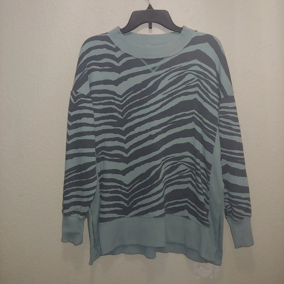 Aerie Oversize Green Zebra Stripe Tunic Sweatshirt Size XS eBay