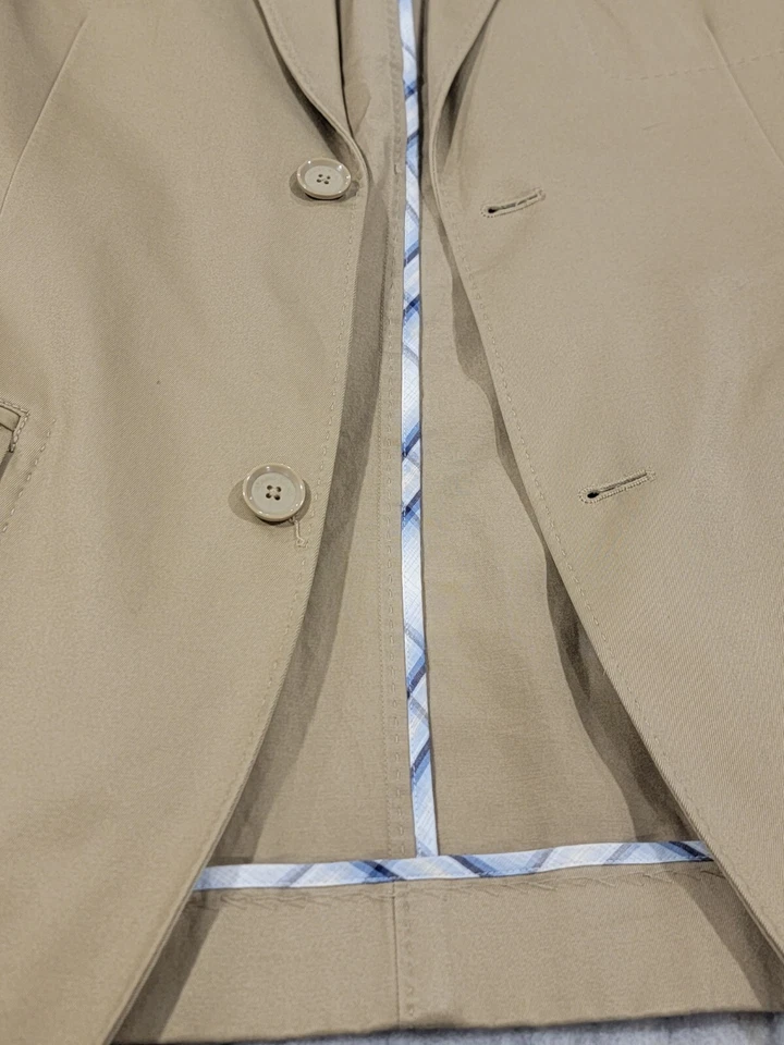 (S) Blazer informal Marc Ecko para hombre color caqui tostado 2 botones 100 % algodón 36/38 abrigo deportivo Foto 2 de 4