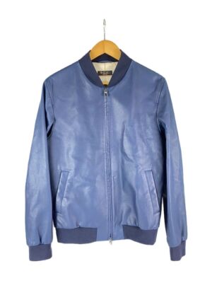Loro Piana Leather Jacket Blouson S Cowhide Navy Blue