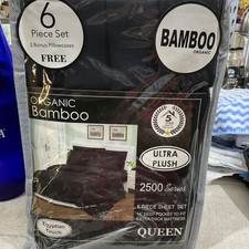 2500 Series Unisex Adult's Bamboo 6-Piece Sheet Set EH6 Black Size Queen NWT