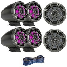 Kicker 6.5" 195W LED Speakers QTY 4 , 6.5" 195W Charcoal Speakers QTY 2 , Wire