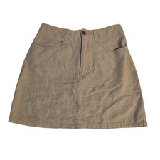 Vintage Old Navy Natural Tan Linen Blend Skater Mini Skirt Casual 8